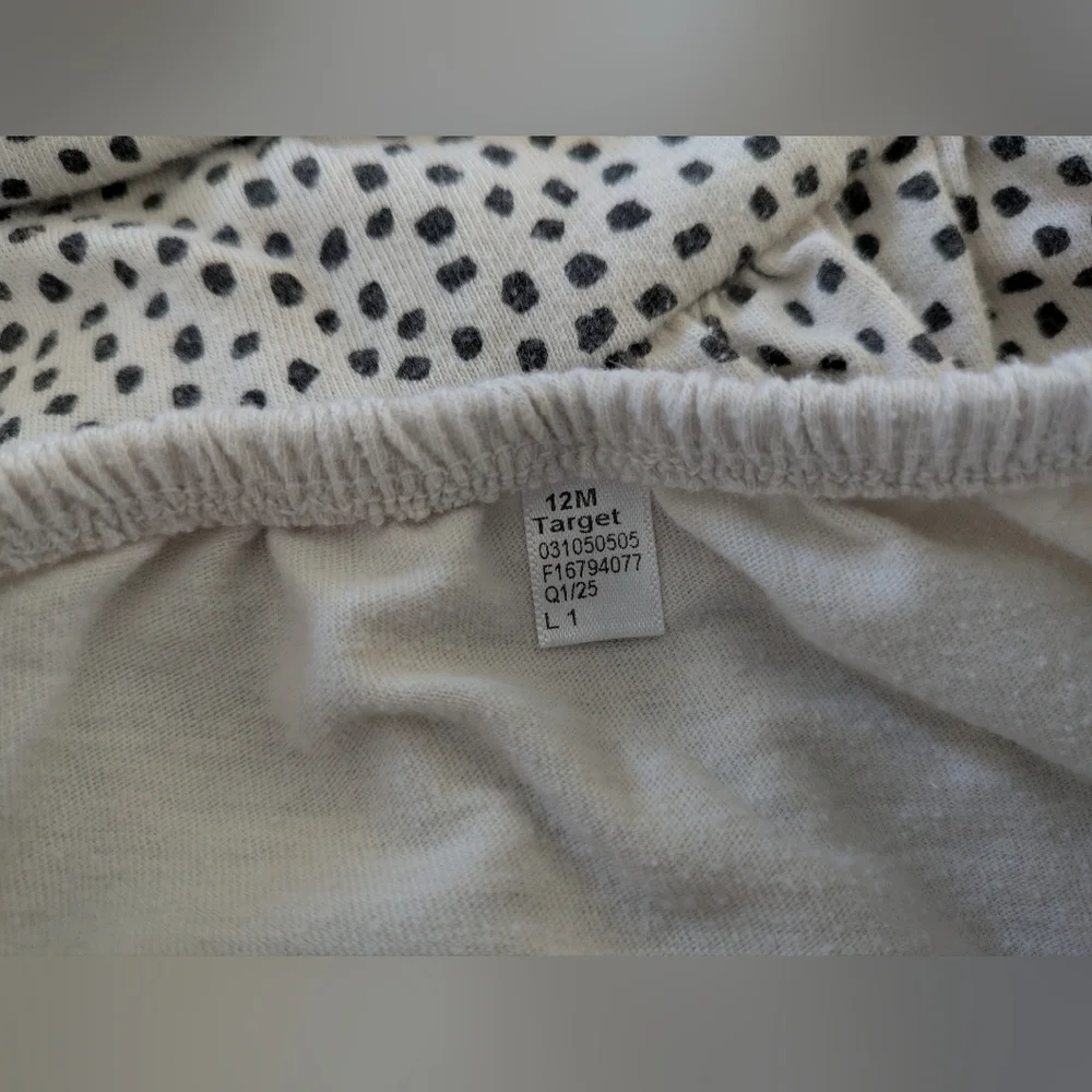 Cat & Jack Baby Girl Leopard Dot Black Cream 2 Pc Dress & Bloomers Set 12 Months - Picture 3 of 3
